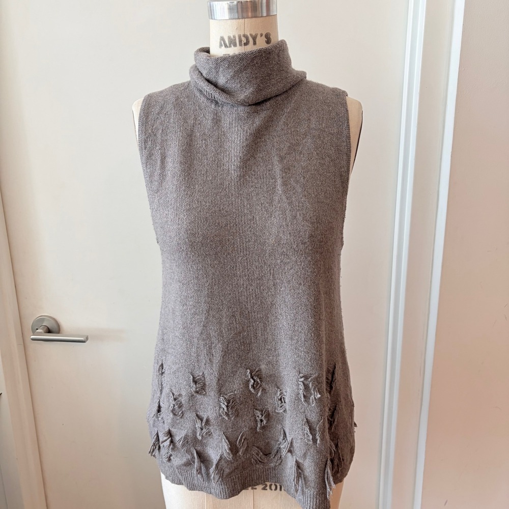 ONE GREY DAY  High Neck Wool/Alpaca Blend Open Back Sweater Vest Size Medium